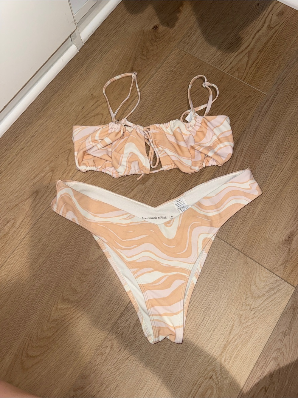 Abercrombie & Fitch Peach and White Swirl Bikini Set